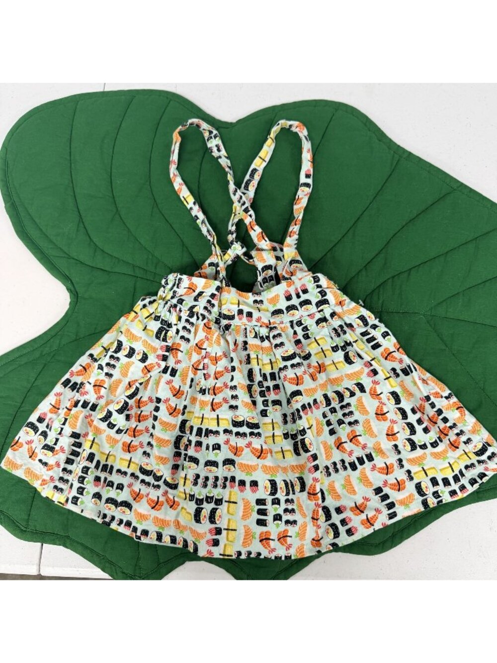 The Path Less Raveled Toddler 4T Sushi Print Pinafore Suspender Skirt Handmade